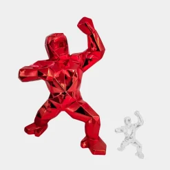 Statues & Sculptures Floor Standing|Animals-Polygon Gorilla 135cm Red Resin Indoor Sculpture