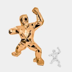 Statues & Sculptures Floor Standing|Animals-Polygon Gorilla 135cm Rose Gold Resin Indoor Sculpture