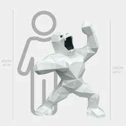 Statues & Sculptures Floor Standing|Animals-Polygon Gorilla 135cm White Resin Indoor Sculpture