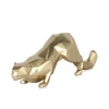 Statues & Sculptures Table Top|Low Poly-Polygon Leopard 15cm Gold Resin Indoor Sculpture