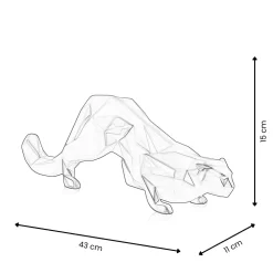 Statues & Sculptures Table Top|Low Poly-Polygon Leopard 15cm Gold Resin Indoor Sculpture