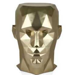 Statues & Sculptures Low Poly|Contemporary-Polygon Male Head 55cm Gold Side Table Sculpture