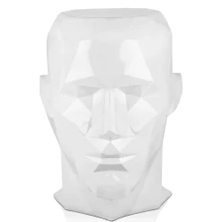 Statues & Sculptures Low Poly|Contemporary-Polygon Male Head 55cm White Side Table Sculpture