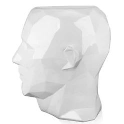 Statues & Sculptures Low Poly|Contemporary-Polygon Male Head 55cm White Side Table Sculpture
