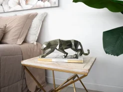 Statues & Sculptures Table Top|Low Poly-Polygon Panther 14cm Anthracite Resin Indoor Sculpture