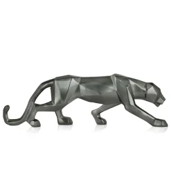 Statues & Sculptures Table Top|Low Poly-Polygon Panther 14cm Anthracite Resin Indoor Sculpture
