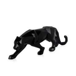 Statues & Sculptures Table Top|Low Poly-Polygon Panther 14cm Black Resin Indoor Sculpture
