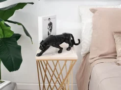 Statues & Sculptures Table Top|Low Poly-Polygon Panther 14cm Black Resin Indoor Sculpture