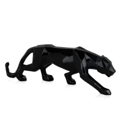Statues & Sculptures Table Top|Low Poly-Polygon Panther 14cm Black Resin Indoor Sculpture