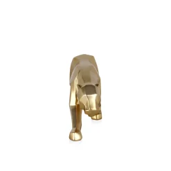 Statues & Sculptures Table Top|Low Poly-Polygon Panther 14cm Gold Resin Indoor Sculpture
