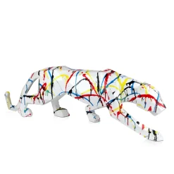 Statues & Sculptures Table Top|Floor Standing-Polygon Panther 31cm Multicoloured Resin Indoor Sculpture