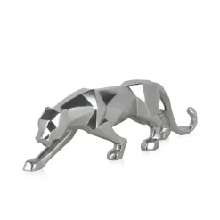 Statues & Sculptures Table Top|Floor Standing-Polygon Panther 14cm Silver Resin Indoor Sculpture