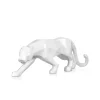 Statues & Sculptures Table Top|Low Poly-Polygon Panther 14cm White Resin Indoor Sculpture