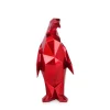 Statues & Sculptures Table Top|Low Poly-Polygon Penguin 35cm Red Resin Indoor Sculpture