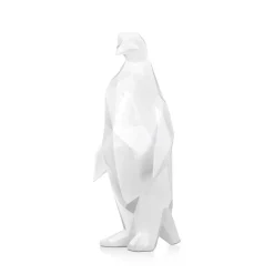 Statues & Sculptures Table Top|Low Poly-Polygon Penguin 50cm White Resin Indoor Sculpture
