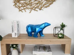 Statues & Sculptures Table Top|Low Poly-Polygon Polar Bear 25cm Blue Resin Indoor Sculpture