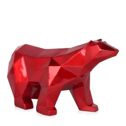 Statues & Sculptures Table Top|Low Poly-Polygon Polar Bear 25cm Red Resin Indoor Sculpture