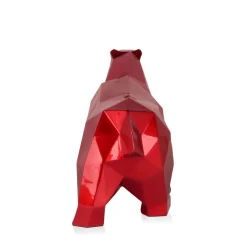 Statues & Sculptures Table Top|Low Poly-Polygon Polar Bear 25cm Red Resin Indoor Sculpture