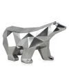 Statues & Sculptures Table Top|Low Poly-Polygon Polar Bear 25cm Silver Resin Indoor Sculpture