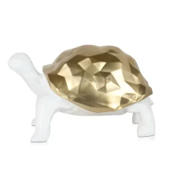 Statues & Sculptures Table Top|Low Poly-Polygon Turtle 21cm Gold Resin Indoor Sculpture