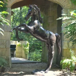 Statues & Sculptures Horses-Prancing Horse Life-Size Bronze Metal Garden Statue