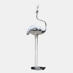 Statues & Sculptures Wildlife|Cranes-Pure Crane 153cm Silver Metal Garden Sculpture