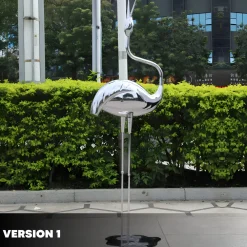 Statues & Sculptures Wildlife|Cranes-Pure Crane 153cm Silver Metal Garden Sculpture