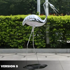 Statues & Sculptures Wildlife|Cranes-Pure Crane 124cm Silver Metal Garden Sculpture