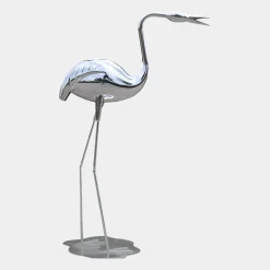 Statues & Sculptures Wildlife|Cranes-Pure Crane 130cm Silver Metal Garden Sculpture v2