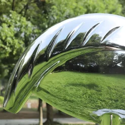 Statues & Sculptures Wildlife|Cranes-Pure Crane 100cm Silver Metal Garden Sculpture