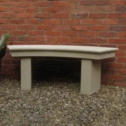 Statues & Sculptures Stone Benches-Pure Curved Modern Stone Garden Bench