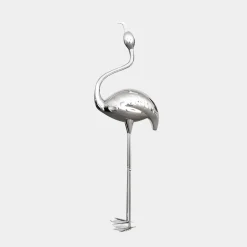 Statues & Sculptures Wildlife|Contemporary-Pure Flamingo 147cm Silver Metal Garden Sculpture