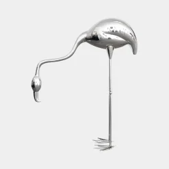 Statues & Sculptures Wildlife|Contemporary-Pure Flamingo 124cm Silver Metal Garden Sculpture