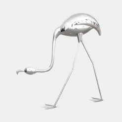 Statues & Sculptures Wildlife|Contemporary-Pure Flamingo 94cm Silver Metal Garden Sculpture
