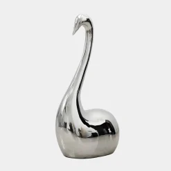 Statues & Sculptures Table Top|Floor Standing-Pure Swan 95cm Silver Metal Indoor Sculpture