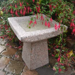 Statues & Sculptures Bird Baths-Quadrate Natural Granite Stone Garden Birdbath