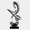 Statues & Sculptures Table Top|Floor Standing-Quantum Drift 87cm Silver Metal Indoor Sculpture v3