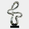 Statues & Sculptures Table Top|Floor Standing-Quantum Drift 87cm Silver Metal Indoor Sculpture v1