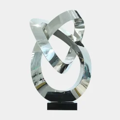 Statues & Sculptures Table Top|Floor Standing-Quantum Helix 88cm Silver Metal Indoor Sculpture