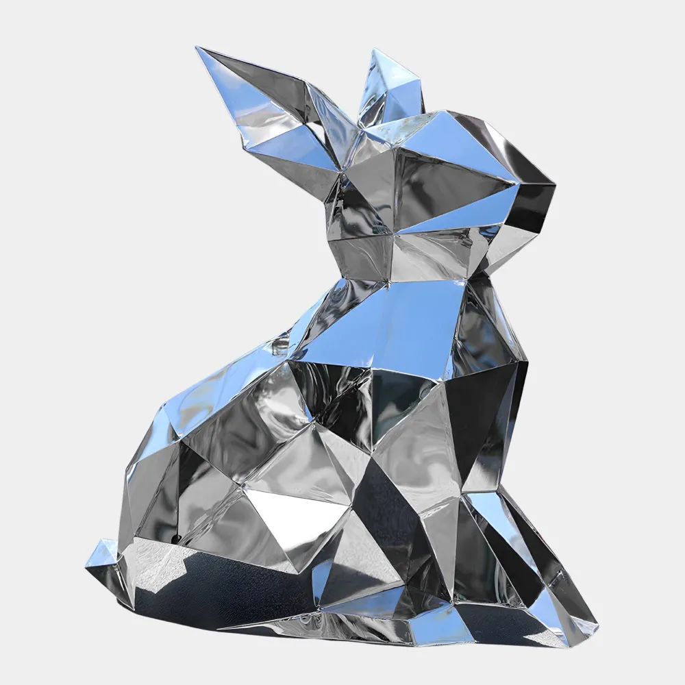 Statues & Sculptures Wildlife|Contemporary-Rabbit 57cm Geometric Metal Garden Sculpture