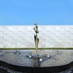 Statues & Sculptures Giant|Floor Standing-Raindrop Dream 215cm Silver Metal Garden Sculpture