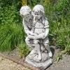 Statues & Sculptures Children-Reading Boy & Girl 88cm Stone Resin Garden Statue
