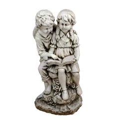 Statues & Sculptures Children-Reading Boy & Girl 88cm Stone Resin Garden Statue
