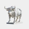 Statues & Sculptures Farm|Modern-Regal Bull 120cm White Marble Garden Statue v3