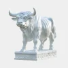 Statues & Sculptures Farm|Modern-Regal Bull 120cm White Marble Garden Statue v1