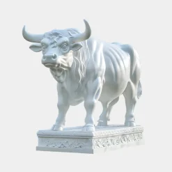 Statues & Sculptures Farm|Modern-Regal Bull 120cm White Marble Garden Statue v1