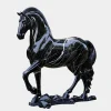 Statues & Sculptures Horses-Regal Stallion 220cm Black Marble Garden Statue