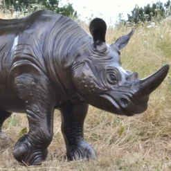 Statues & Sculptures Wildlife-Rhino Bronze Metal Garden Statue