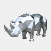 Statues & Sculptures Wildlife|Contemporary-Rhino 100cm Geometric Metal Garden Sculpture
