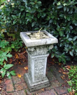 Statues & Sculptures Garden Sundials-Rocco Brass Stone Garden Sundial